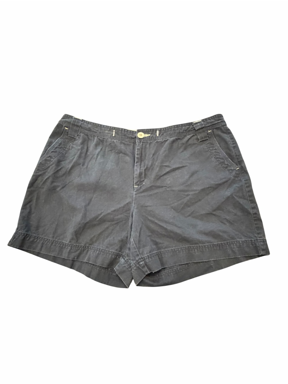Natural Reflections Womens Chino Shorts 20W Black Cotton Casual Summer 6” Inseam